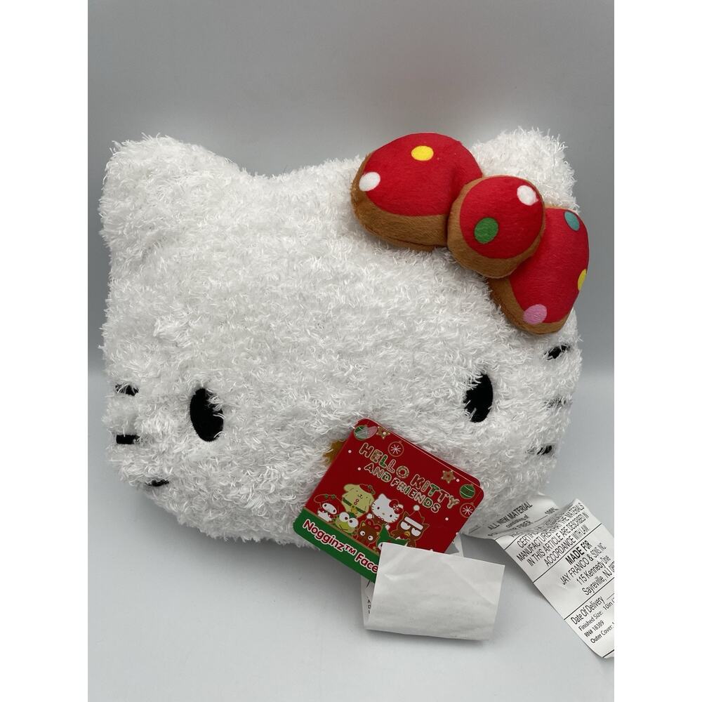New Hello Kitty 2024 Polka Dot Bow Nogginz Face Plush Pillow